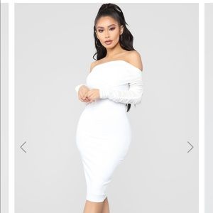 White Fashion nova midi dress